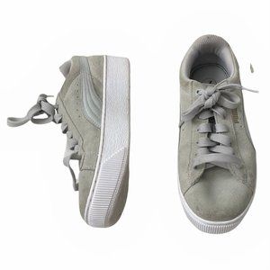 Puma Vikky Platform Grey Gray Suede Leather Sneakers Shoes